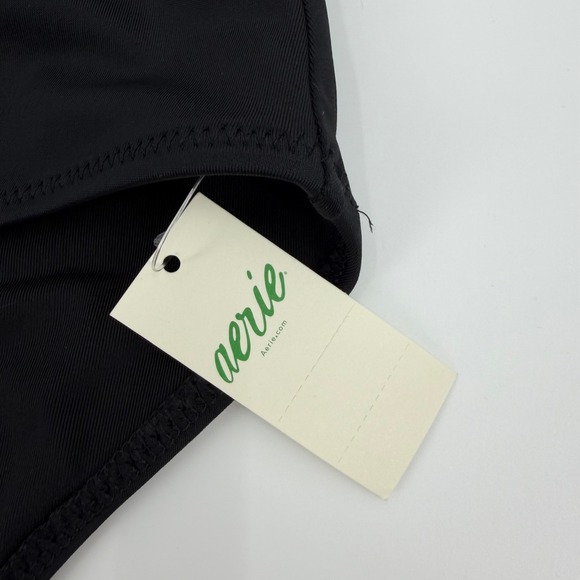 Aerie Black High Waisted Full Coverage Cross Waist Bikini Swim Bottoms XL NWT - Picture 2 of 12